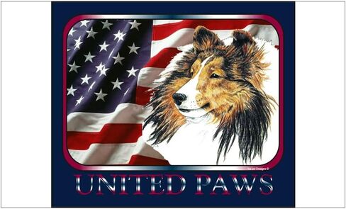 Sheltie United Paws Flag Decal Vinyl Bumper Sticker 5" in Saudi Arabia
