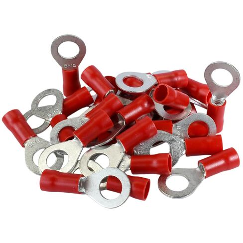PAPUGA 25PCS 8 AWG (10 mm²) 3/8" / M10 (10mm) Insulated Ring Lug Crimp Terminal, 600V 62A, UL cUL Battery Cable Lug Heavy Duty Crimp Connector, Automotive & Marine in Kuwait