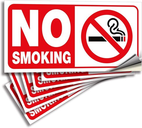 iSYFIX No Smoking Sign Sticker for Homes – 6 Pack 4x2 inch – Premium Self-Adhesive Vinyl, Laminated for UV, Weather, Water & Fade Resistance, for Business, Schools, Restaurants, Office and Stores in Kuwait