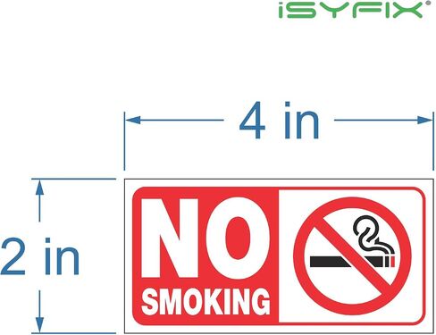 iSYFIX No Smoking Sign Sticker for Homes – 6 Pack 4x2 inch – Premium Self-Adhesive Vinyl, Laminated for UV, Weather, Water & Fade Resistance, for Business, Schools, Restaurants, Office and Stores in Kuwait