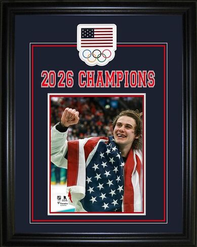 Jack Hughes Framed 16x20 Team USA 2026 Winter Olympics Gold Medal Celebration in Kuwait