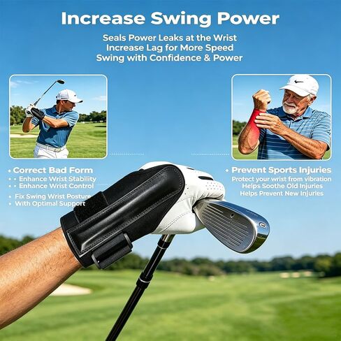 Golf Wrist Hinge Trainer | Adjustable Golf Wrist Brace with Internal Medical-Grade Splint - Swing Training Aid & Injury Recovery Support for Left/Right Handed Players in Kuwait