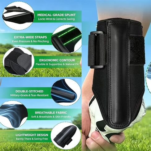 Golf Wrist Hinge Trainer | Adjustable Golf Wrist Brace with Internal Medical-Grade Splint - Swing Training Aid & Injury Recovery Support for Left/Right Handed Players in Kuwait