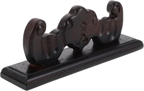 Toddmomy Wooden Flute Display Rack with Carved Design Double Slot Flute Stand Organizer for Desktop Multi-use Woodwind Instrument Holder and Pens in Kuwait
