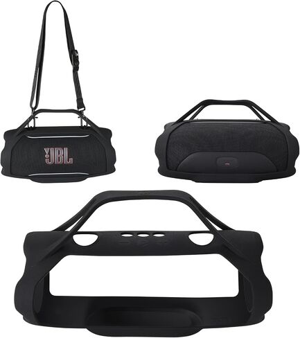 Silicone Cover for J-BL Xtreme 5, Shockproof Speaker Case with Handle & Shoulder Strap, Portable Carry Cover for Outdoor & Travel (Black) in Kuwait