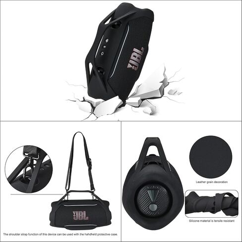 Silicone Cover for J-BL Xtreme 5, Shockproof Speaker Case with Handle & Shoulder Strap, Portable Carry Cover for Outdoor & Travel (Black) in Kuwait