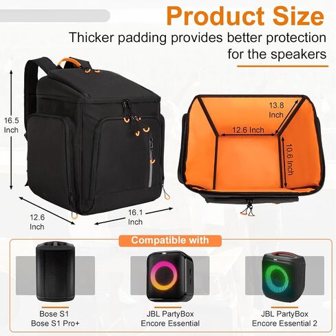 حقيبة ظهر لمكبر الصوت للسفر متوافقة مع Bose S1 Pro/S1 Pro+، JBL Partybox Encore Essential، تتميز بجزء سفلي غير قابل للانزلاق، وجيوب للملحقات، ومقصورة لسماعات الرأس، وتحمل 6 ميكروفونات in Kuwait