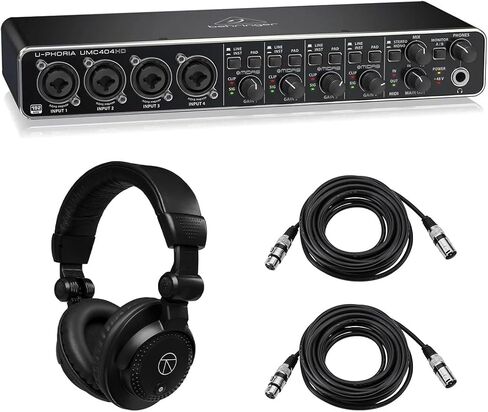 Behringer U-PHORIA UMC404HD 4x4 USB 2.0 واجهة صوت/MIDI، حزمة مع سماعات رأس TAPH100 ​​وكابل 2x XLR in Kuwait