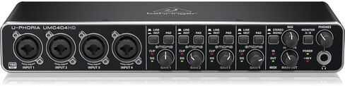 Behringer U-PHORIA UMC404HD 4x4 USB 2.0 واجهة صوت/MIDI، حزمة مع سماعات رأس TAPH100 ​​وكابل 2x XLR in Kuwait