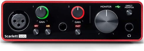 Focusrite Scarlett Solo 3rd Gen USB Audio Interface Bundle with 25-Feet XLR Male to XLR Female Microphone Cable, and Pop Filter for Broadcasting and Recording Microphones (3 Items) in Saudi Arabia