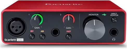 Focusrite Scarlett Solo 3rd Gen USB Audio Interface Bundle with 25-Feet XLR Male to XLR Female Microphone Cable, and Pop Filter for Broadcasting and Recording Microphones (3 Items) in Saudi Arabia