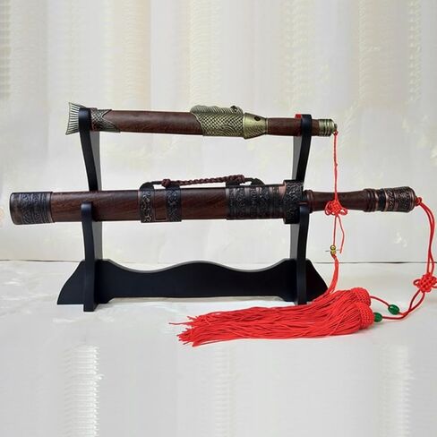 ibasenice Wooden Desktop Flute Stand 2-tier Rack Sword Display Holder Storage Organizer for Musical Instruments and Household Collections in Kuwait