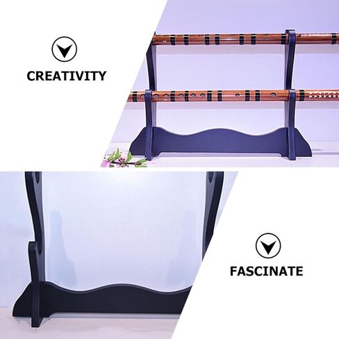 Desktop Wooden Flute Stand and Two-tier Sword Display Holder Storage Rack for Musical Instrument Display and Organization in Kuwait