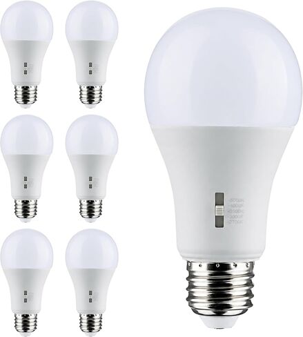 Satco S11791 8.8 Watt A19 LED Lamp E26 Medium Base 5CCT Selectable 2700K-5000K 800 Lumens 120 Volt Dimmable Enclosed Rated 90 CRI White Finish Indoor Light Bulb General Purpose Type A Damp (12 Pack) in Kuwait