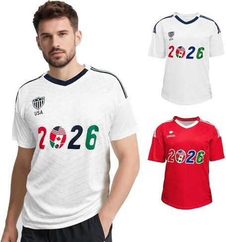 TeeTea Soccer Jersey مقاس S-L، بضائع كأس كرة القدم لأمريكا الشمالية لعام 2026، جيرسي مشجعي كرة القدم قابل للتنفس، فريق الولايات المتحدة الأمريكية (الولايات المتحدة، مقاس الشباب للأطفال دون سن 12 عامًا، الشباب الأبيض بالولايات المتحدة الأمريكية) in Kuwait