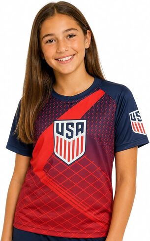 Outerstuff US Soccer Team USA Kids 4-16, Youth V-Neck Jersey Tee in Kuwait