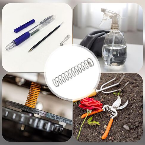 10 قطع زنبركات ضغط من uxcell، قطر السلك 0.8 مم × 9 مم OD × 40 مم طول 304 من الفولاذ المقاوم للصدأ تمديد زنبركي ضغط قلم حبر جاف لمتجر إصلاح المنازل، فضي in Kuwait