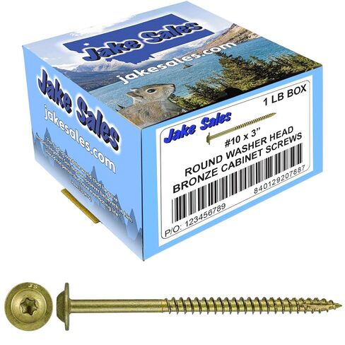 Jake Sales #10 x 3 Bronze Star Multipurpose Exterior Coated Modified Truss Head Cabinet Wood Screw Torx/Star Drive Head - (1 Pound - 62 Approx. Screw Count) in Kuwait