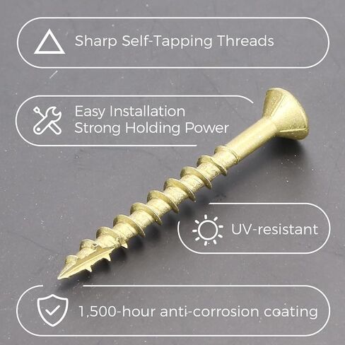 360Pcs Wood Screws, #8x1-5/8 Deck Screws. Featured with Epoxy Coating, T20 Star Bit, 1500+ Hour Salt Spray & Superior Rust Resistance. Suitable for Outdoor Decking, Fences and Wood Work. in Kuwait