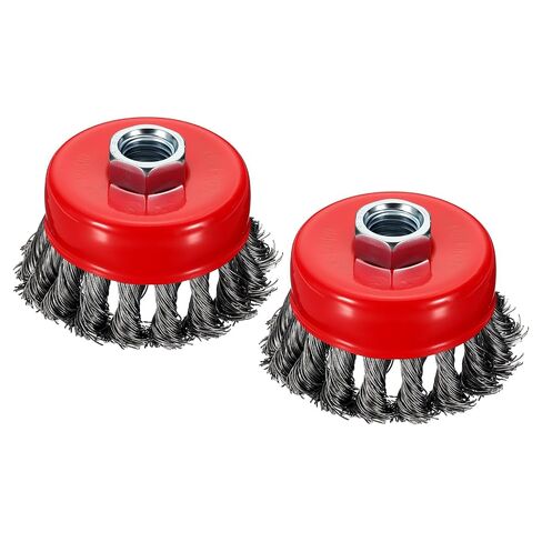 Wire Cup Brush for Angle Grinder, 5pcs 4in Twist Knotted Wire Brush for Grinder with 5/8"-11 Arbor, [for Heavy Rust Deburring Paint Removal] - 0.02in Carbon Steel Wire in Kuwait