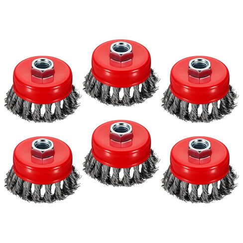Wire Cup Brush for Angle Grinder, 5pcs 4in Twist Knotted Wire Brush for Grinder with 5/8"-11 Arbor, [for Heavy Rust Deburring Paint Removal] - 0.02in Carbon Steel Wire in Kuwait