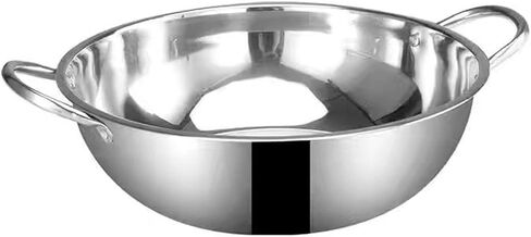 Shabu Double Sided Hot Pot with Divider Stainless Steel Hot Pot Divided Heat Cooktop Compatible for Parties 28cm in Kuwait
