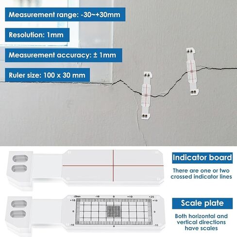 3 Pcs Crack Monitoring Record, Acrylic Corner Tell-Tale Monitor,Tell-Tale Crack Monitoring Device,Measuring Instrument in Kuwait