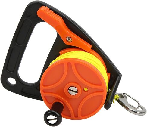Diving Fishing Reel, Scuba Diving Reel with Thumb Stopper Hook, for Snorkeling Underwater Water Sports 46m Yellow Wire, Orange Wheel (black wheel) in Kuwait