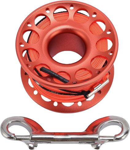 Scuba Diving Reel, 30m Aviation Aluminum Finger Spool with Dual Hook Design and Float Line Release, for Underwater Diving Snorkeling Spearfishing (Orange) in Saudi Arabia