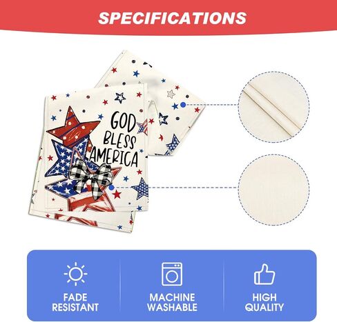 Artoid Mode God Bless America Stars Patriotic 4th of July Table Runner, Memorial Day Kitchen Dining Table Decoration for Home Party Decor 13x72 Inch in Kuwait