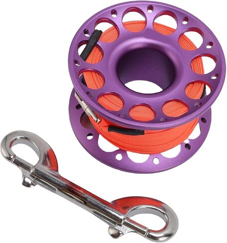Focket Diving Reel, 30m Aviation Aluminum Lightweight Diving Spool, Stainless Steel Dual Hook with Double Ended Snap for Snorkeling Fishing Marine Operations in Kuwait