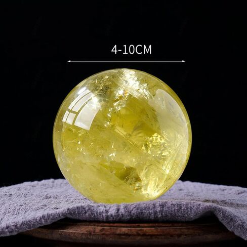 Yellow Crystal Ball Quartz Sphere with Wooden Base,Citrine ball-45mm in Kuwait
