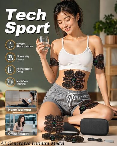 Portable Abs Muscle Training Fitness Belt Set – 4 Pcs Ab Core Toner Accessory for Home Use for Abdomen, Waist, Arms, Legs and Glutes, with 4 Controllers, Gel Pads, USB Charging Cable and Factory Sealed Storage Case Orange in Kuwait