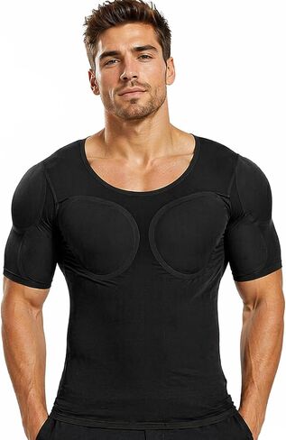 قميص عضلات وهمية من TXULYDD، قمصان عضلات مبطنة غير مرئية للرجال، تي شيرت للصدر ذو عضلات زائفة للرجال، حرير جليدي مسامي in Kuwait