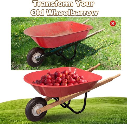 Wheelbarrow Handles Replacement Kit - Heavy Duty Pine Wood Wheelbarrow Replacement Handles - Fits Most Wheelbarrows, Ideal for Garden & DIY Use in Kuwait