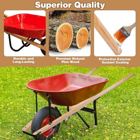 Wheelbarrow Handles Replacement Kit - Heavy Duty Pine Wood Wheelbarrow Replacement Handles - Fits Most Wheelbarrows, Ideal for Garden & DIY Use in Kuwait