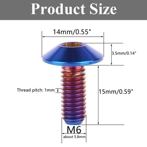 ASIJUNTYECHO 4PCS Titanium Bolts M6 15mm Torx Head Screw for Car Motorcycle Bicycle in Kuwait