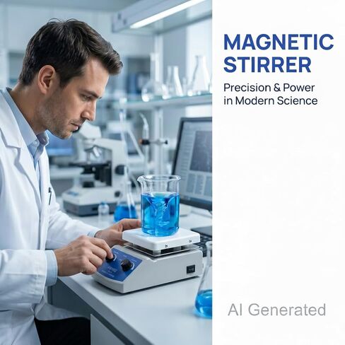 Magnetic Stirrer with Ceramic-Coated Hot Plate | 100-2000RPM, Anti-Corrosion Plate, Max. 1000mL, for Low-Viscosity Mixing in Lab, Class, Research in Kuwait