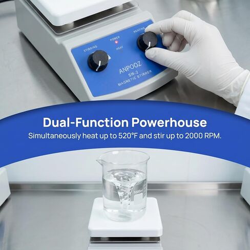 Magnetic Stirrer with Ceramic-Coated Hot Plate | 100-2000RPM, Anti-Corrosion Plate, Max. 1000mL, for Low-Viscosity Mixing in Lab, Class, Research in Kuwait