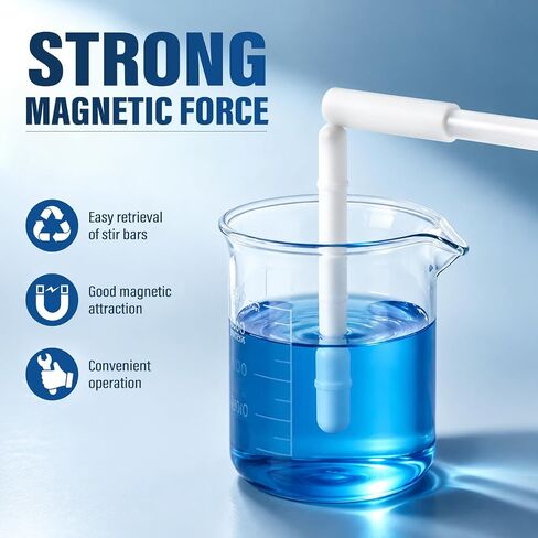 9 قطع قضبان تحريك مغناطيسية مع مجموعة مسترد - قضبان خلاط محرك مغناطيسي للمختبر PTFE، قضيب تحريك بأحجام متعددة (5 × 10 مم، 6 × 15 مم، 6 × 20 مم، 7 × 25 مم، 7 × 30 مم، 8 × 30 مم، 8 × 35 مم، 9 × 28 مم)، أبيض in Kuwait