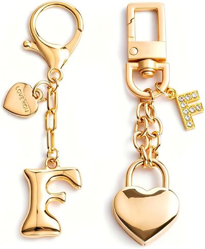YILANFULL Initial Letter Keychain with Bubble Heart Charm, Gold Accessories for Handbags, Women's Purse Bag charms in Saudi Arabia
