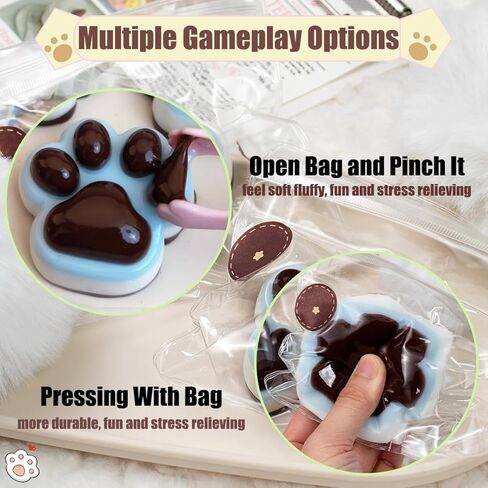 2Pcs Taba Squishy Cat Paw Squeeze Toys, Cute Cat Paw Squishy Toys for Stress Relief, Soft Jelly Kitty Squeeze Fidget Toys, Sensory Fidget Decompression Toy for Kids Adults(Multicolor) in Saudi Arabia