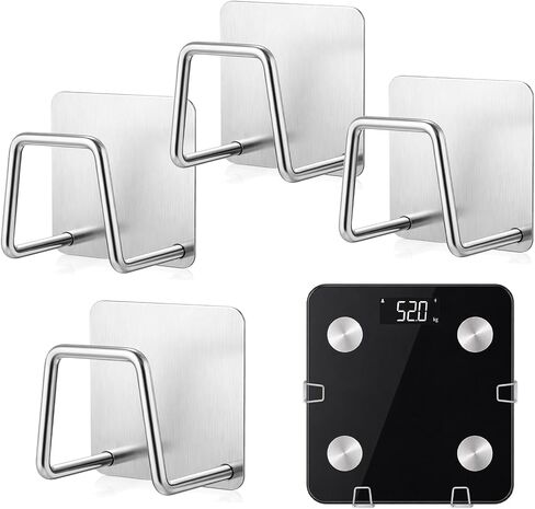 4 Pack Scale Holder for Bathroom Wall | Stainless Steel Bathroom Scale Holder, Adhesive, No-Drill Under Caddy Accessory, For Bathroom in Kuwait