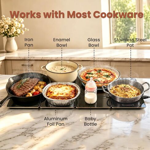 صينية تسخين كهربائية من NEWKITCHEN، سخانات طعام معيارية 4 في 1 لبوفيه الحفلات، حصيرة تدفئة طويلة جدًا مقاس 35 بوصة × 15 بوصة للطعام مع حقيبة تخزين، درجة حرارة ومؤقت قابلان للتعديل، وسادات ساخنة للمطبخ، أسود in Kuwait