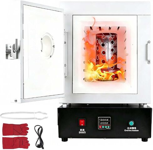 Tabletop Electric Muffle Furnace 1150°C, Digital Lab Kiln for Ceramic Sintering, Glass Annealing, Heat Treatment & Metal Melting, 20x15x15cm Inner Chamber for Jewelry Making in Kuwait