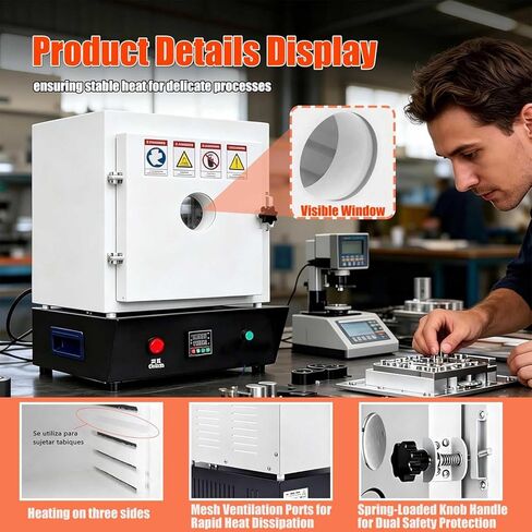 Tabletop Electric Muffle Furnace 1150°C, Digital Lab Kiln for Ceramic Sintering, Glass Annealing, Heat Treatment & Metal Melting, 20x15x15cm Inner Chamber for Jewelry Making in Kuwait