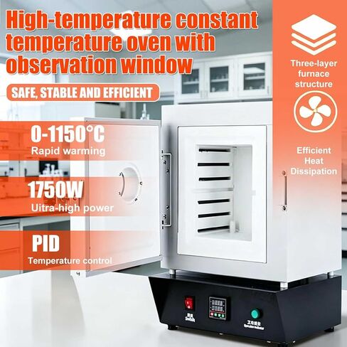 Electric Kiln 1150°C - Pid Temperature Control Melting Furnace For Jewelry Making,Lost Wax Casting,Ceramics & Metal Casting - Tabletop Lab Kiln With Viewing Window For Hobbyists & Professionals in Kuwait
