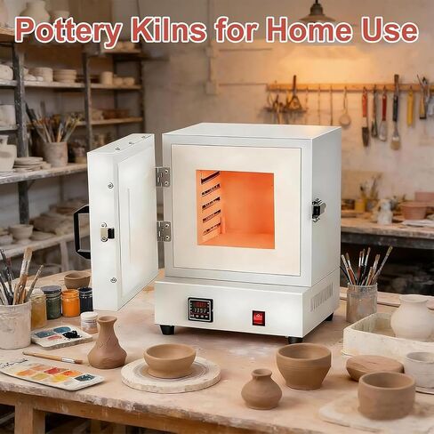 Compact Table-top Electric Kiln, 1150℃ Enclosed Muffle Furnace, 2000W Electric Ceramic Lab Muffle Furnace Burnout Oven, for Pottery Glazing & DIY Projects in Kuwait