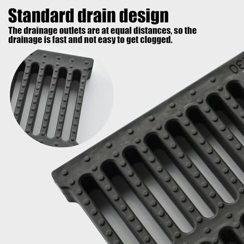 Durable Polymer Drain Grate - Rectangular Outdoor Cover for Garage, Road & Garden - Effectively Blocks Debris & Rainwater, Ideal for Drainage Solutions in Saudi Arabia