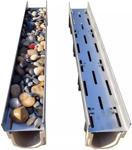 Stainless Steel Channel Drain Kit - Heavy Duty Trench Drain Cover for Yard, Landscape, Driveway & Patio - Durable, Rust-Resistant, Easy Installation in Kuwait